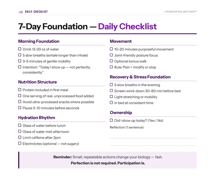 7-Day Foundation Daily Checklist page from the guide