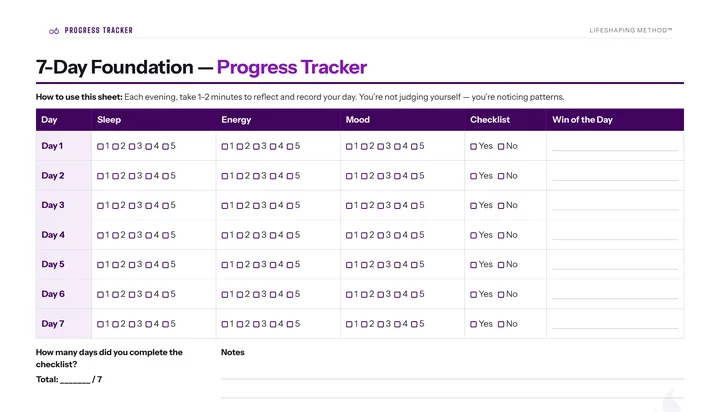 7-Day Foundation Progress Tracker page from the guide
